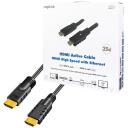 Logilink HDMI kabelis, aktīvais, CHA0025, 25 m, 4K, melns, HDMI A tips (vīrie&scaron;u), zelta kontakti