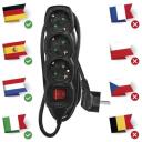Emos Pikendus PC1321R, 1,5m, 3&times;2P+PE, 3680W, PVC, l&uuml;litiga, must, laste kaitse