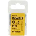 Dewalt skrūvgrieža uzgaļi DT7233-QZ, 25mm PH3, 5 gab., izturīgs tērauds, augstas kvalitātes, plastmasas uzglabā&scaron;ana