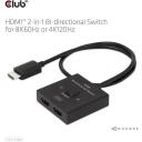 Club3D HDMI 2-в-1 переключатель CSV-1384 8K60Hz, 4K120Hz, 2 входа, 1 выход, черный