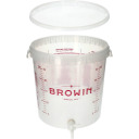 Permatomas fermentacijos indas BROWIN 340439, 30 L, su spauda, čiaupu ir dangčiu, polipropilenas BPA be