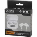 Denver Bezvadu austiņas TWE-38 111191120210, 48g, Balta, Bluetooth 5.0, 4h akumulatora darbības laiks, Iebūvēts mikrofons