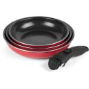 Russell Hobbs Набор сковород RH03995, 20см, 24см, 28см, съемная ручка, красный/черный, антипригарное покрытие