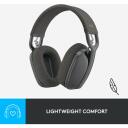 Logitech ausinės Zone Vibe 100 981-001213 belaidės, 30 m, 18 h pokalbio laikas, 185 g, Bluetooth 5.2, 2 mikrofonai, grafito spalva