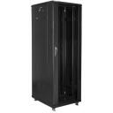 Lanberg Vaba seisev rack 19" 37U FF01-6837-12B, 600mm, 800mm, 800kg, 4 ventilaatorit, Karastatud klaas, Teras