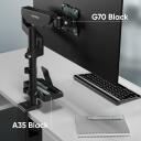 Onkron monitorių A35-B, 190 mm x 105 mm, 160 g, juodas, ABS, suderinamas su D101E, D121E, D208E, D221E, G70, G140, G280, PT2, PT3