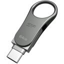 Silicon Power Mobilais C80 USB zibatmiņa SP064GBUC3C80V1S, 64 GB, USB Type-A, USB Type-C, 3.0, titāns, 1 gab.