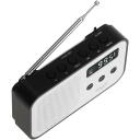 Adler Digitaalne raadio PLL AM/FM AD 1907, 40 eelnevalt seadistatud jaama, Laetav 600 mAh, LCD ekraan, Valge/Must