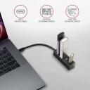 Axagon USB keskjaam HUE-M1C USB 3.2 4 porti, 20 cm toitekaabel, alumiiniumkorpus, Hot Plug, Plug and Play