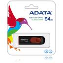 Adata USB флеш-накопитель AC008-64G-RKD 64GB, USB 2.0, черный, красный, слайд-дизайн, Plug and Play