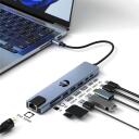 Hawk USB centrmezgls HW-HUB801, 8 porti, 4K HDMI, 2xUSB-A 5Gb/s, Gigabit Ethernet 1000Mb/s, 100W Power Delivery