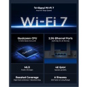 BE11000 Triju joslu Wi-Fi 7 maršrutētājs 4× 2.5G porti VPN MLO WPA3 Mesh melns Cudy WR11000