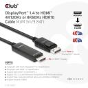 Club3D видеокабель CAC-1087, 3 м, DisplayPort 1.4, HDMI 2.1, 7680 x 4320, 120 Гц, HDR10, черный
