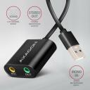 Axagon звуковая карта ADA-12 16 бит, 48 кГц, 2.0 канала, USB 2.0, 3.5 мм, адаптер питания, черный, 0.15 м кабель