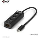 Club3D USB хаб CSV-1549, 3 x USB Type-A, 1 x RJ45, 5 Гбит/с, Gigabit Ethernet, черный