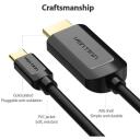 Vention Video kaabel adapter CGUBG 1.5m, USB Type-C, HDMI, 3840 x 2160, 30Hz, 3 kaitsetaset, must
