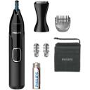 Philips триммер для носа NT5650/16, 3 насадки, нержавеющая сталь, батарея AA, моющийся, черный