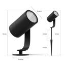 Philips Hue Lily āra gaismeklis 8718696167960, 3x8W, 24V, 600lm, 2000-6500K, melns, matēts
