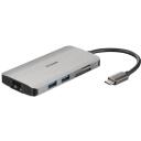 D-Link dokkimisjaam DUB-M810, 8-in-1, 4K HDMI, Gigabit Ethernet, USB 3.0, USB-C koos toite&uuml;lekandega, SD/microSD kaardilugeja