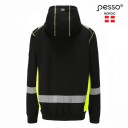 Куртка высокой видимости с капюшоном, Pesso, JERSEY_HV-M, черный/желтый, M, 5 см светоотражающие полосы