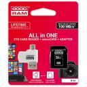 Goodram atminties kortelė microSDHC M1A4-1280R12, 128 GB, 100 MB/s, 10 MB/s, UHS-I Class 10, SD, USB adapteris