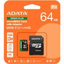 Adata microSDXC UD64GUI3V30A2SP-RA1 64GB 160MB/s skaitymo, 140MB/s ra&scaron;ymo, U3, V30, A2, atsparus vandeniui, atsparus smūgiams