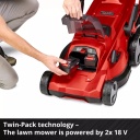 Bezvadu zāles pļāvējs RASARRO 36/40 (2x4.0Ah), EINHELL, 34132, 40 cm grie&scaron;anas platums, 50 l kolekcijas kaste, 6 augstuma regulē&scaron;anas pakāpes, 500 m&sup2; ieteicamā platība