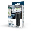 Gembird Auto laadija TA-UC-AC2PDQC38-CAR-01 38 W, 2 porti, 12-24 V, 1 Type-C, 1 Type-A, Kiire laadimine, &Uuml;levoolu kaitse