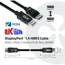 Club3D кабель DisplayPort CAC-2068 2м M/M 8K 60Hz, 32.4 Gbit/s, 4 слоя экранирования, сертифицирован Vesa