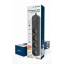Gembird Pagarinātājs TSL-PS-S4U-01, 4 ligzdas, 3USB, 3680W, 240V, IP20, viedā kontakligzda