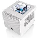 Thermaltake PC korpus Core V1 MiniITX Window - Snow Edition CA-1B8-00S6WN-01, 20cm ventilaator, valge, 2x USB 3.0, 4 ketta pesa