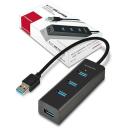 Axagon USB centras HUE-S2B 4 USB 3.0 prievadai, 30 cm laidas, 2A įkrovimas, matinė korpusas