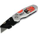 Yato YT-75210 Naudojimo peilis su trapezoidiniu a&scaron;meniu, SK5 plienas, 1 a&scaron;muo + 2 atsarginiai, 61 x 19 x 0.6 mm, CrV plienas