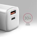 Axagon lādētājs ACU-PQ30W 30W, 100-240V, 2xUSB, ātrā uzlāde, pārslodzes aizsardzība, balts