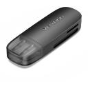 Vention m&auml;lukaardi lugeja CLFB0, USB 3.2 Gen 1, 2 pesa, 5000 Mbit/s, toetab 512 GB, must