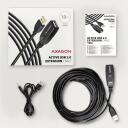 Axagon USB kaabel ADR-210, 10m, aktiivne A-M kuni A-F, 1 x USB 2.0, 1 x USB 3.0, must