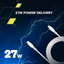 Кабель с подключением USB C к Lightning и быстрой зарядкой 27 Вт CLN30SC C-L 2 m Белый CNS-CLN30SC20W CANYON