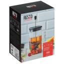 Resto Tējkanna 90503, 600 ml, Melna, Borosilikāta stikls, Plastmasas filtrs, Plastmasas vāks, Kvadrāta forma