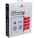 Maclean pagarinātājs MCE388 W, 2500W, 3m, 2x F, 3x USB A, balts, slēdzis, iek&scaron;telpām