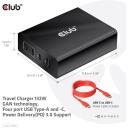 Club3D зарядное устройство CAC-1906 132W, 3 USB Type-C, 1 USB Type-A, 100-240V, PD 3.0, защита от перегрузки и короткого замыкания