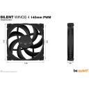 Be Quiet Kompiuterio korpuso ventiliatorius BL096, 140mm, 1100RPM, 87.16m&sup3;/h, 0.92mmH2O, FDB, PWM, juodas