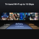 TP-Link Archer BE700 Wi-Fi 7 Tri-Band mar&scaron;rutizatorius BE15000 11528 Mbps 2882 Mbps 688 Mbps 6 antenos Juoda