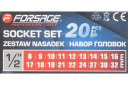 Galvučių rinkinys, FORSAGE, F-019-5K, 20 dalių, 1/2", 8-32 mm