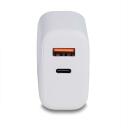 Lindy įkroviklis 73424 30W, 100-240V, 20V, 2 USB prievadai, greitas įkrovimas, apsauga nuo perkrovos, baltas