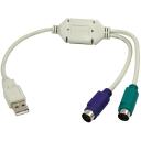 Logilink Adapteris no USB uz PS/2 x2 :., AU0004A, 0.2 m, USB M, 2x Mini DIN 6 kontakti FM
