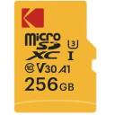 Kodak microSDXC 256GB UHS-I U3 Ultra EKMSDM256GXC10HPRK, 256GB, UHS-I, V30, 100MB/s, 85MB/s, A1, adapter kaasas