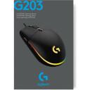 Logitech G203 USB optinė pelė 910-005796, 8000 DPI, 6 mygtukai, RGB ap&scaron;vietimas, 2.1m laidas