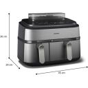 Philips Dual Basket Airfryer | NA555/00 5000 series | Power 2750 W | Capacity 9 L | RapidAir Plus | Silver