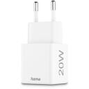 Hama Laadija 00201991, 100&ndash;240V AC, 20W USB-C, 18W USB-A, 2 porti, Power Delivery, valge
