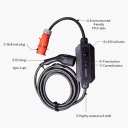 EV Charge Lādētāja Portatīvais Tipa 2 Lādētājs 5m Kabelis Regulējams 8A–16A 11 kW 3-Fāzes IP66 Melns evcharge MG11CET25